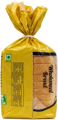 Bakers World Wholemeal bread pack, 300 g pack, side