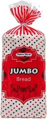 Bakers World Jumbo bread pack, front